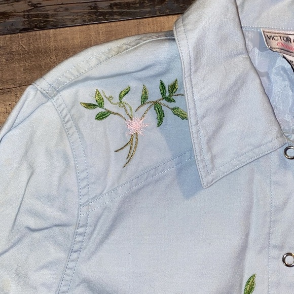 Victor Costa Occasion Light Blue embroidered snap up jacket size M - Picture 4 of 5